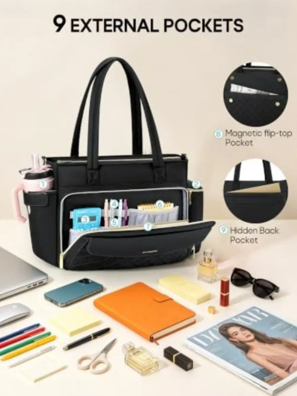 Stylish Teacher Tote Bag for Women, 15.6